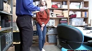 Blue Eyed Dark-haired Nubile Thief Got Caught By A Mall Cop